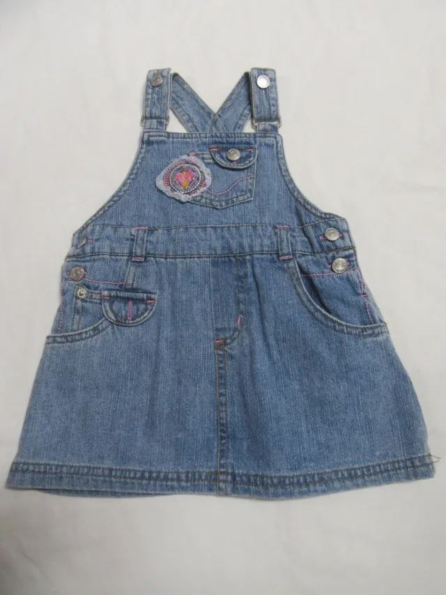 Dirkje , jurk , overgooier jeans , 80- 1 jaar jeans blauw