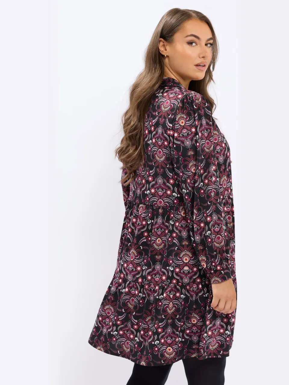Yours Zwarte Paisley Gelaagde Shirtjurk, foto 3