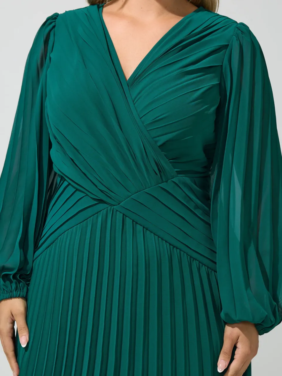 Yours London Curve Geplooide Jurk In Groenblauw, foto 4