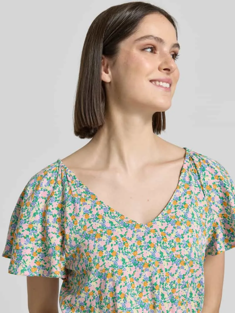 Ichi mini-jurk van viscosemix met florale all-over print model 'Aya' lichtblauw, foto 5