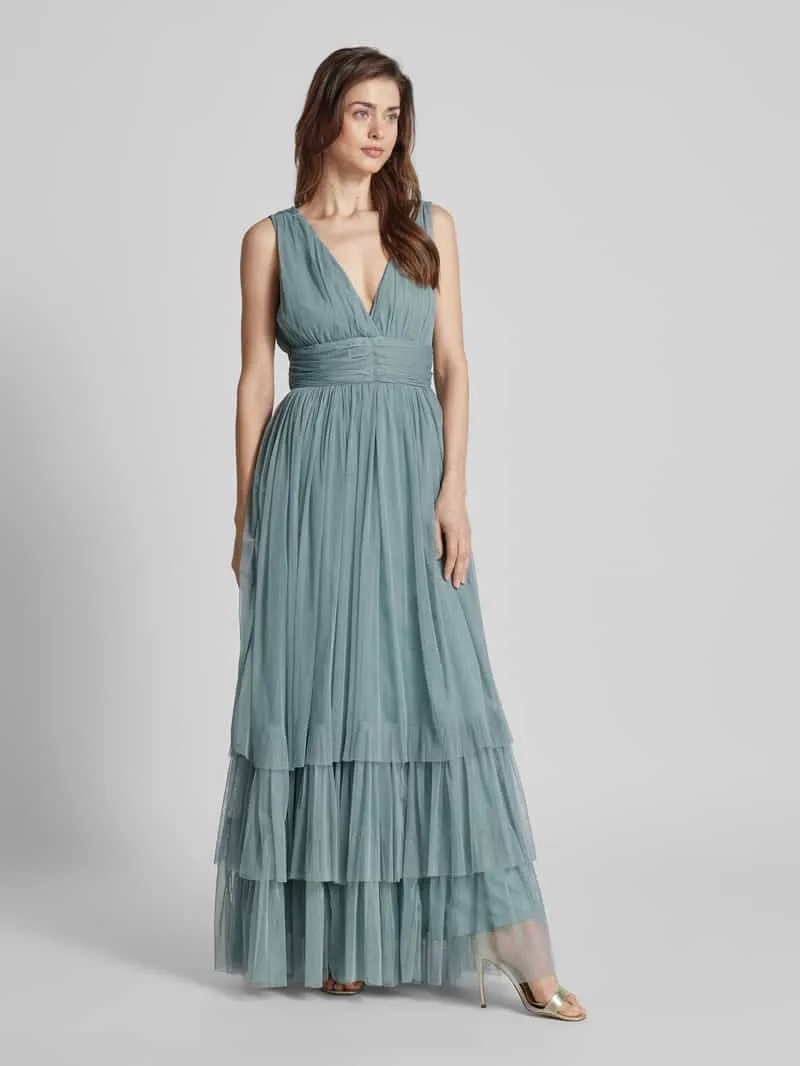 Lace & Beads Avondjurk in laagjeslook groen, foto 2