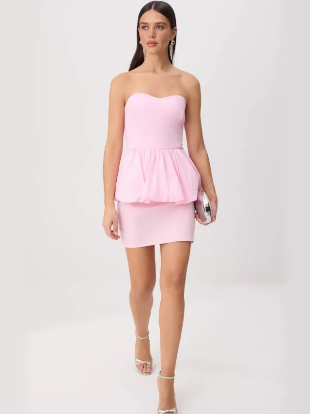 Trendyol TRENDYOLMİLLA Dames Roze Stippen Kort / Mini Mouwloos Bodycon Jurken