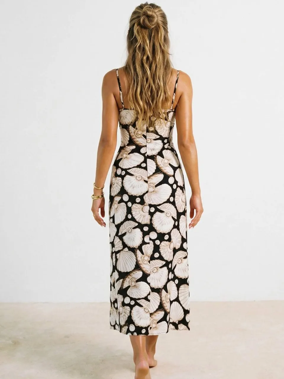 Trendyol TRENDYOLMİLLA Dames Zwart Abstract Maxi Mouwloos Strandkleding A-lijn Strandjurken, foto 2