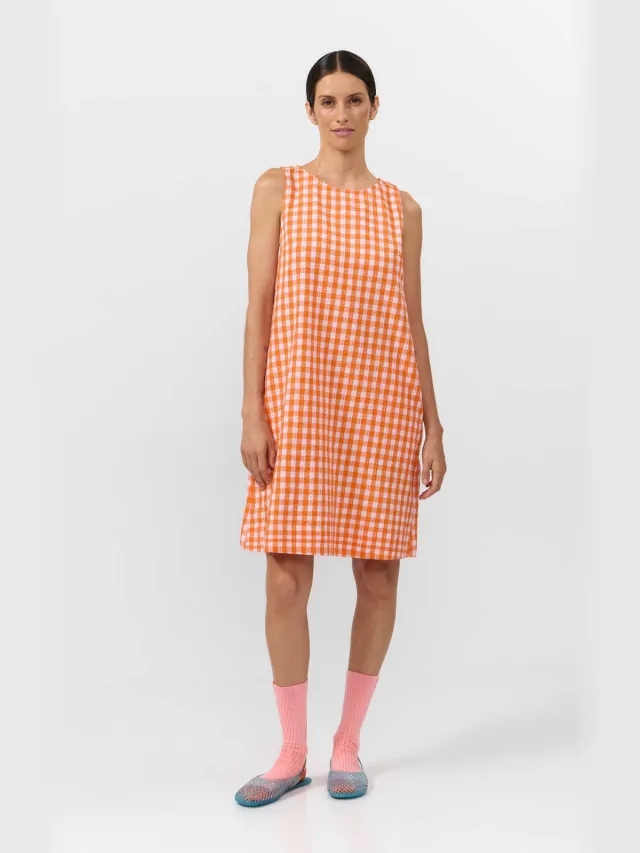 SUITE13LAB dames vegan Jurk Lena Check Oranje