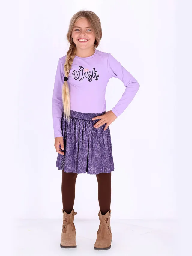 B.Nosy Daisy midi jurk met glitters en print paars