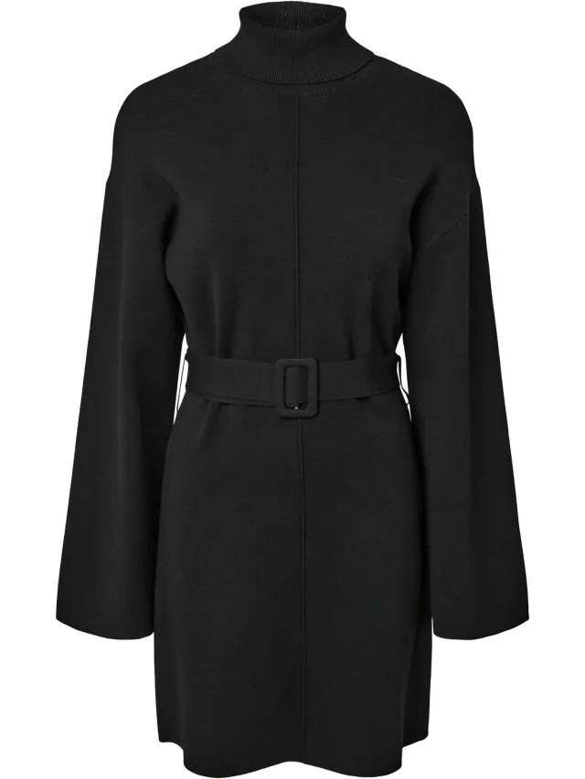 Yas Gebreide jurk YASHAFNI LS ROLKRAAG black1