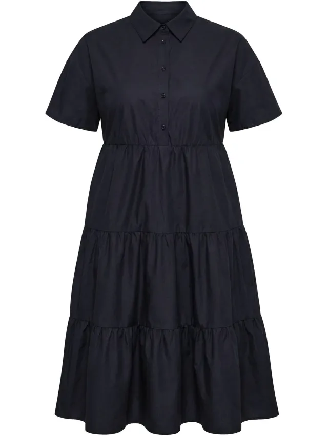 Studio Untold Dames - Maxi-jurk A-lijn volants korte mouwen - Zwart - Maat 42+