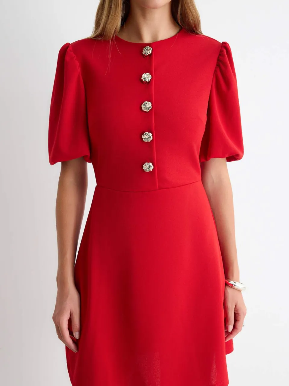 Trendyol TRENDYOLMİLLA Dames Rood Effen Kort / Mini Kort A-lijn Jurken, foto 2