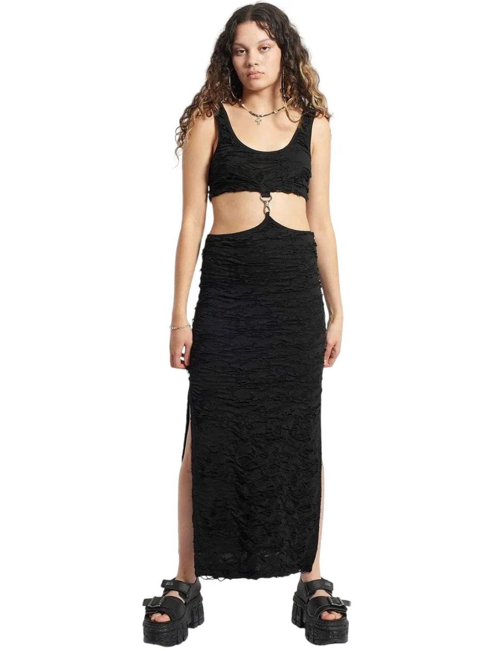 The Ragged Priest Dames/Dames Nachtschade Maxi Dress (Zwart)