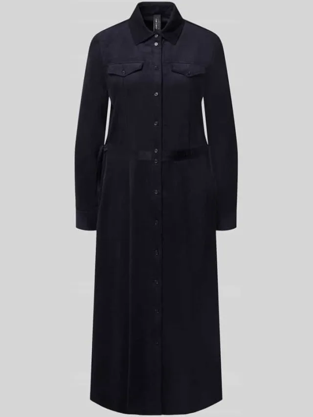 Marc Cain Regular fit midi-jurk van katoenmix in corduroy look marineblauw, foto 2