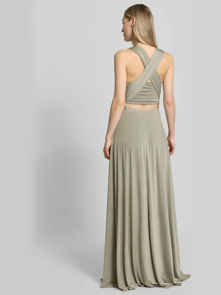Rose Avenue maxi-jurk met diepe v-hals olijfgroen, foto 3