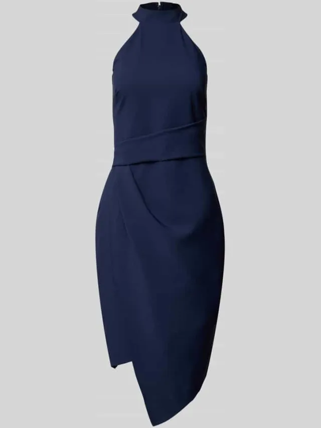Lipsy Knielange cocktailjurk met halter marineblauw, foto 2