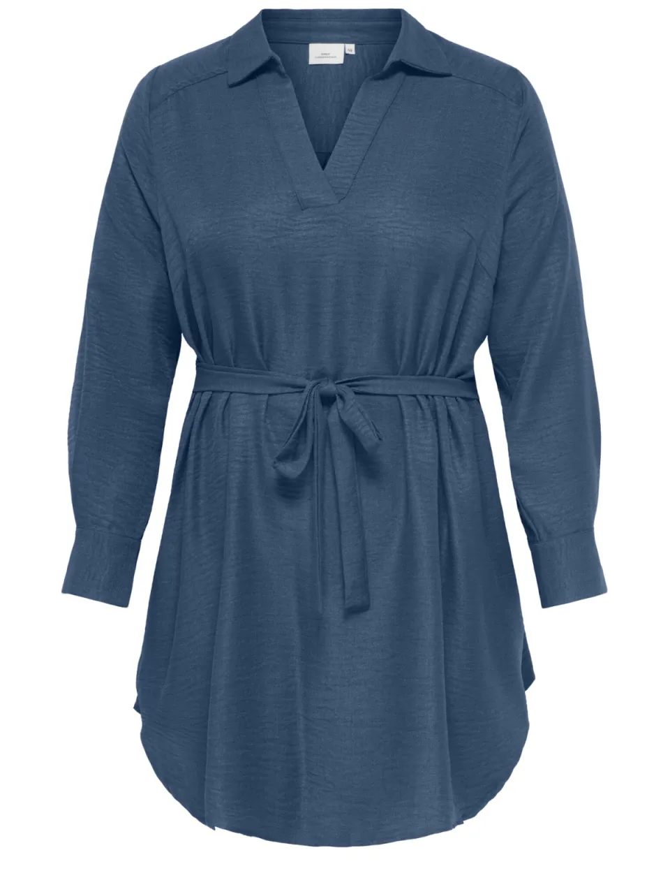 Only Carmakoma Plus Size mini blousejurk met ceintuur - blauw