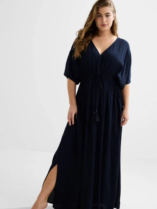 BEACHWAVE crinkle strandjurk donkerblauw