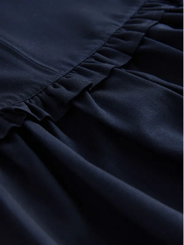 Next Meisjes - Schooljurk met rits aan de voorkant, ruches in de taille - Blauw Navy Blue