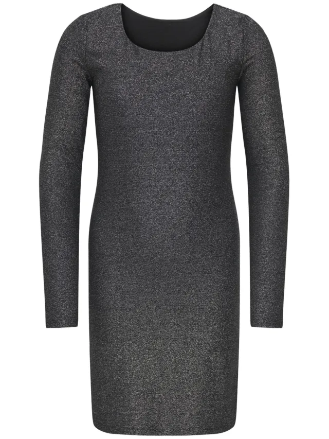 Only KIDS ONLY GIRL bodycon midi jurk met glitters - zwart/zilver