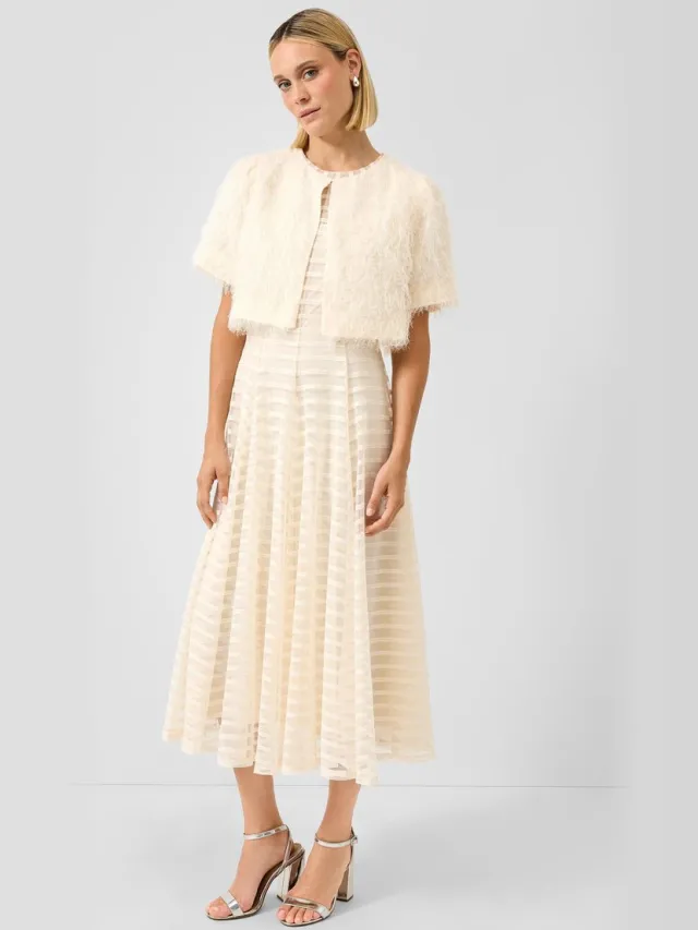 S.Oliver female - Maxi-jurk van mesh met rits en onderjurk lichtbeige