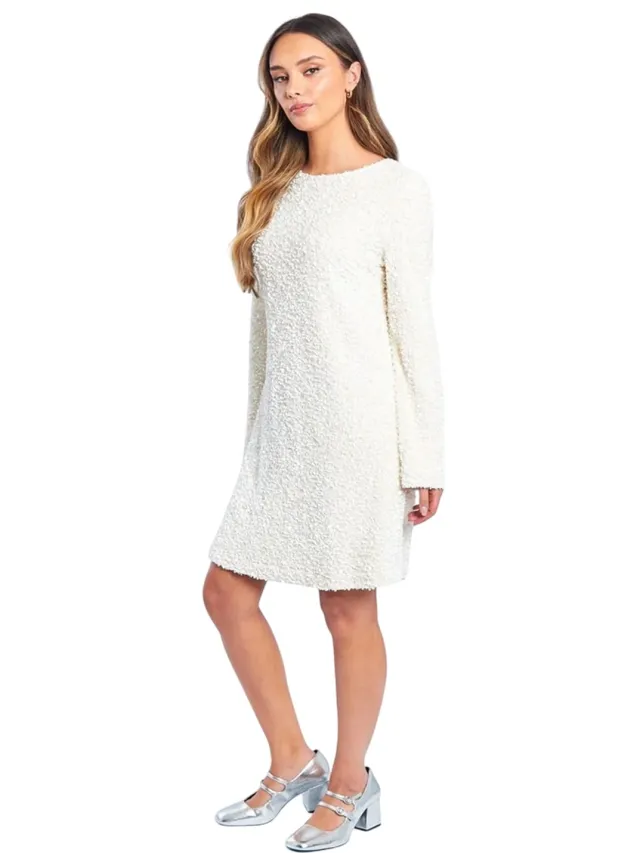 Be You Damesjurk met pailletten en ronde hals (Crème)