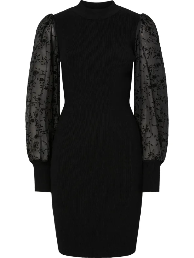 Yas Gebreide jurk YASDOTME Black 1