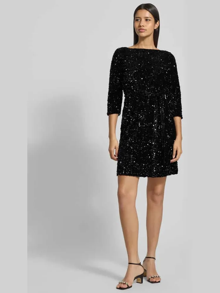 Vila Mini-jurk met pailletten, model 'FAITH' zwart, foto 3