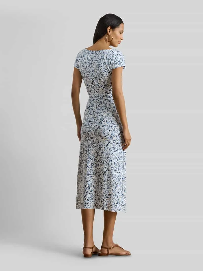 Lauren Ralph Lauren Jurk van katoenmix met knoopdetail lichtblauw gemêleerd, foto 3