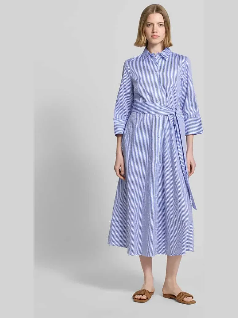 Christian Berg Woman midi-jurk met overhemdkraag Bleu