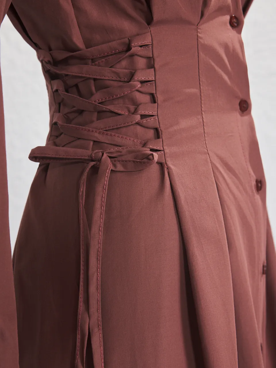 Trendyol Modest Dames Bruin Effen Maxi Lang Casual Skater Modest Jurken, foto 2
