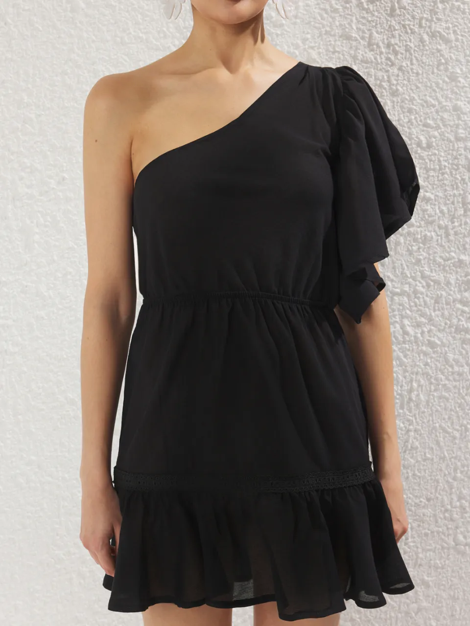 Trendyol TRENDYOLMİLLA Dames Zwart Effen Extra Kort / Super Mini Mouwloos Strandkleding Skater Strandjurken, foto 2