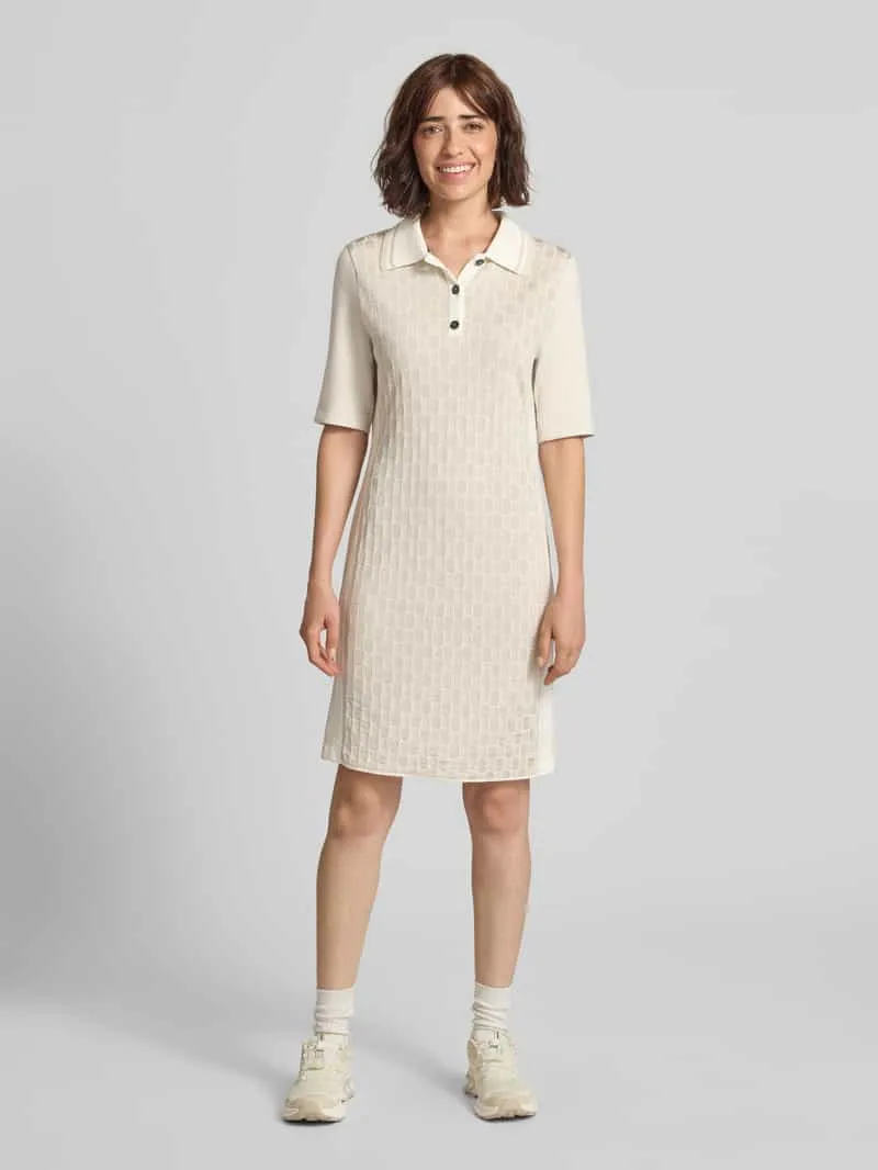 Marc Cain Polojurk in all-over look met knoopsluiting Offwhite