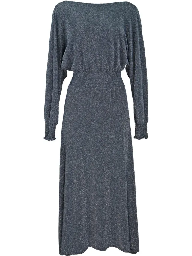Ibana midi jurk met open rug Zilver