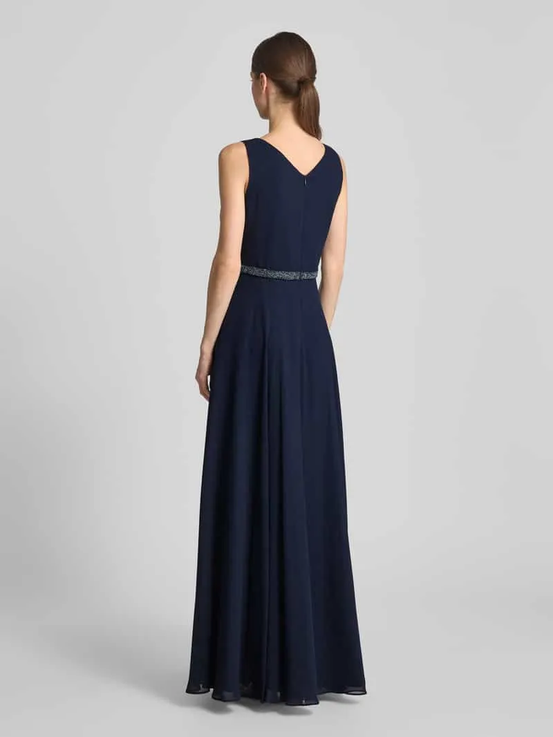 Vera Mont Avondjurk met taillepas donkerblauw, foto 3
