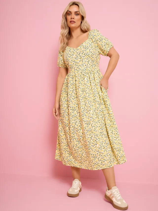Yours Gele Maxijurk Met Citroenprint Yellow