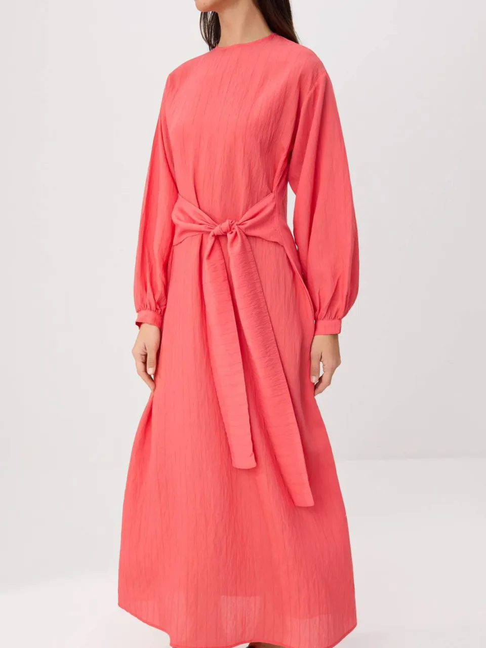 Trendyol Modest Dames Rood Effen Maxi Lang Casual Recht Modest Jurken, foto 2
