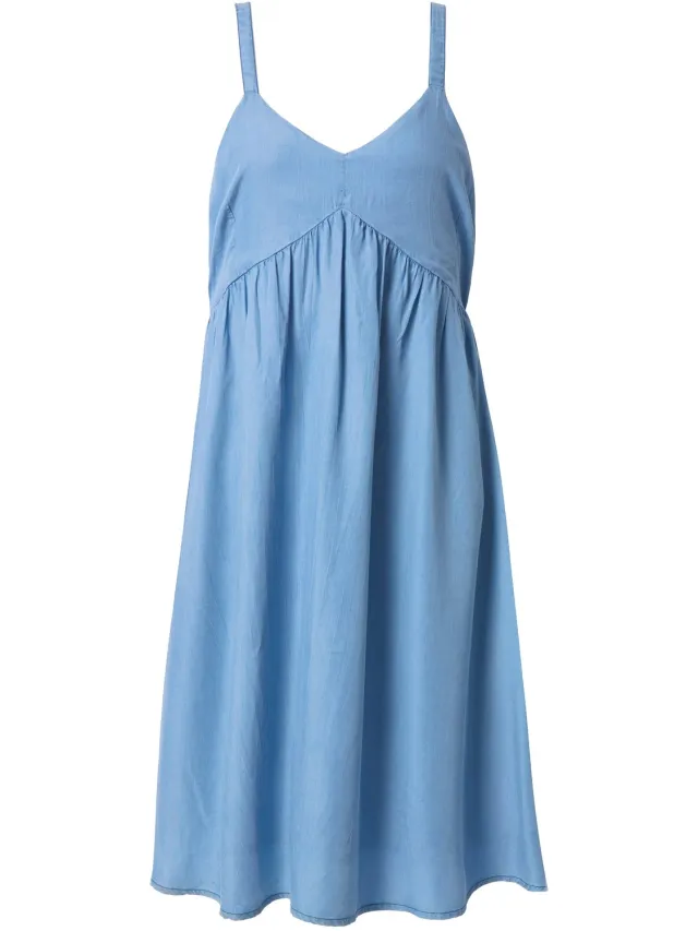 Studio Untold Dames - Maxi-jurk mouwloze A-vorm lyocell jeanslook - Licht blauw denim - Maat 50+