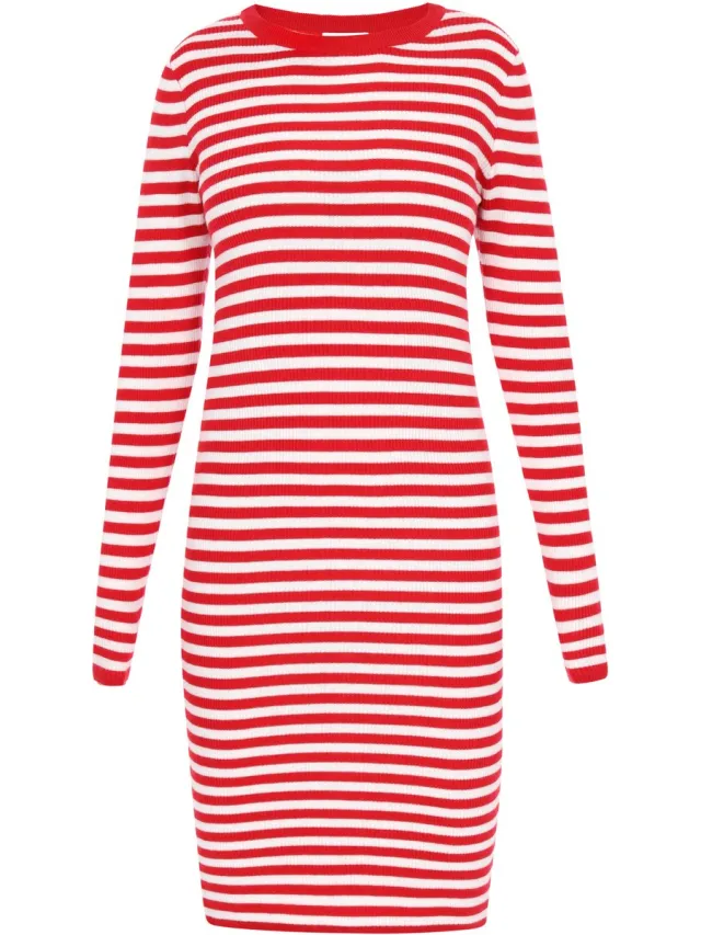 Usha Dress red white