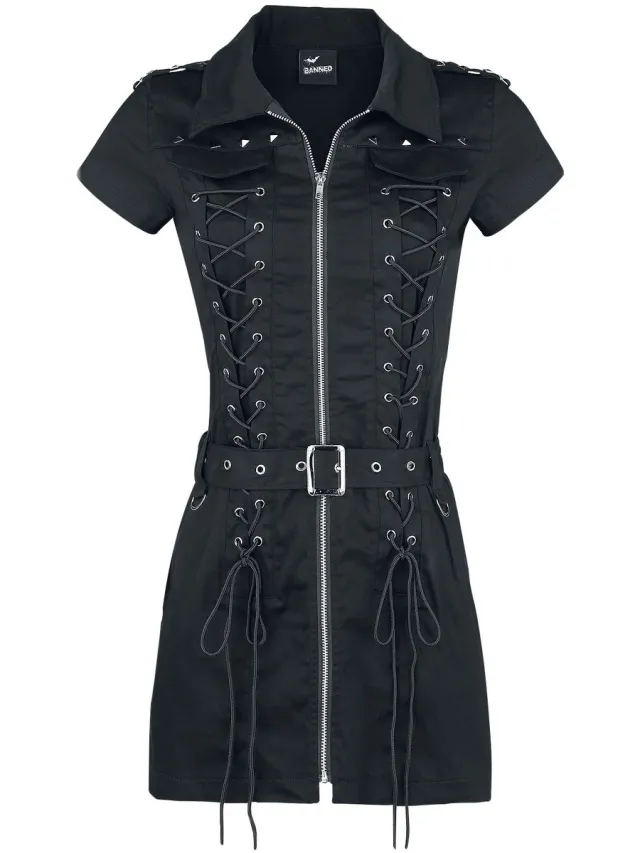 Banned Mod Dames Mini-jurk - zwart