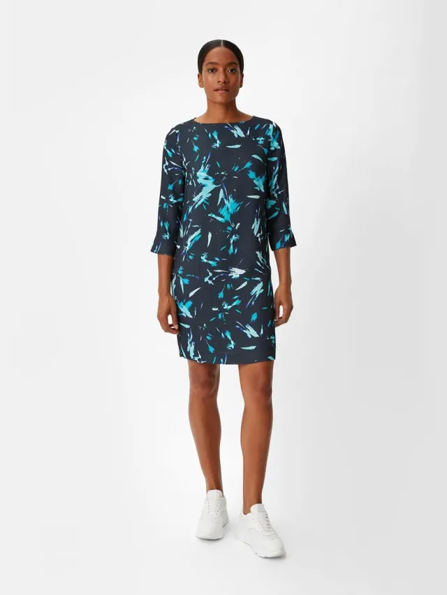 Comma female - Crêpe jurk met 3/4 mouwen zwart