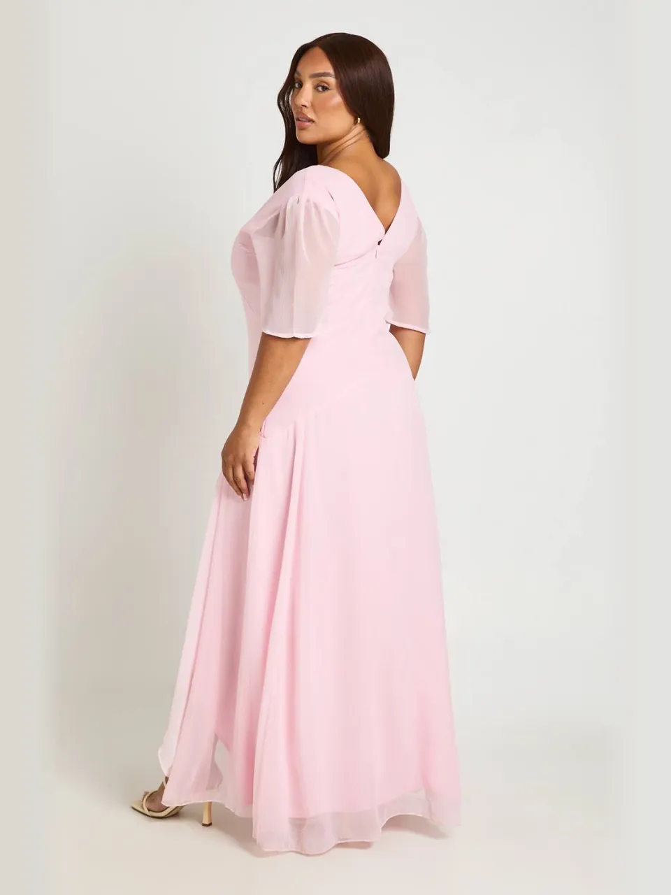 boohoo Dames Plus Chiffon Maxi Jurk Met Diepe Halslijn baby roze, foto 2