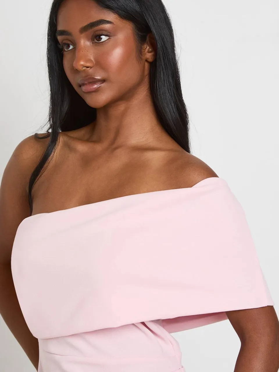 boohoo Dames Jersey Crepe Bardot Midaxi Jurk pastelroze, foto 4