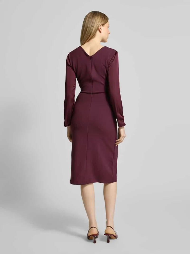 Rinascimento Cocktailjurk met plooien bordeaux, foto 3