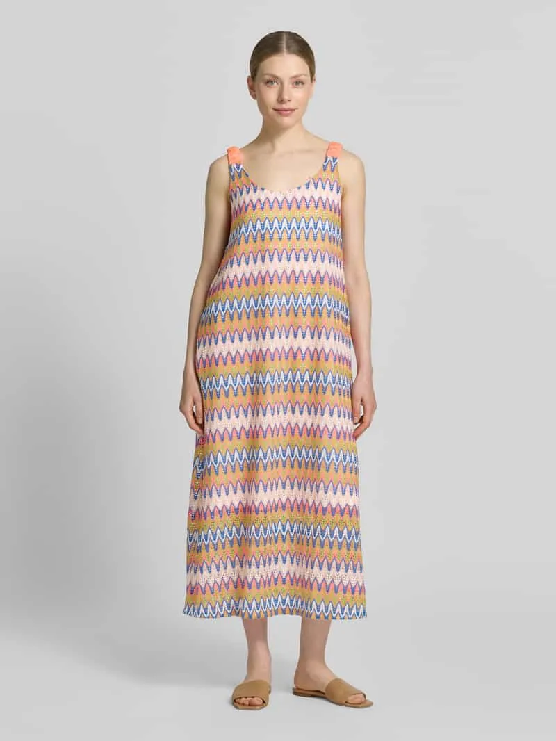 Smith and Soul midi-jurk met zigzagmotief Neon oranje