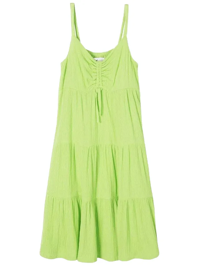 Minoti Meisjes zomerjurk met tapsels (Groen)