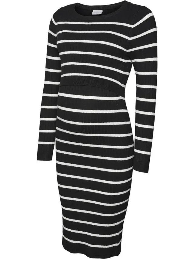 Mamalicious MAMA.LICIOUS MLNEWSIV JUNE LS UK KNIT DRESS 2F A NOOS Dames Jurk Black