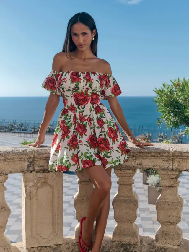 boohoo Dames Bloemenjurk Met Corsetdetail Mini Rood
