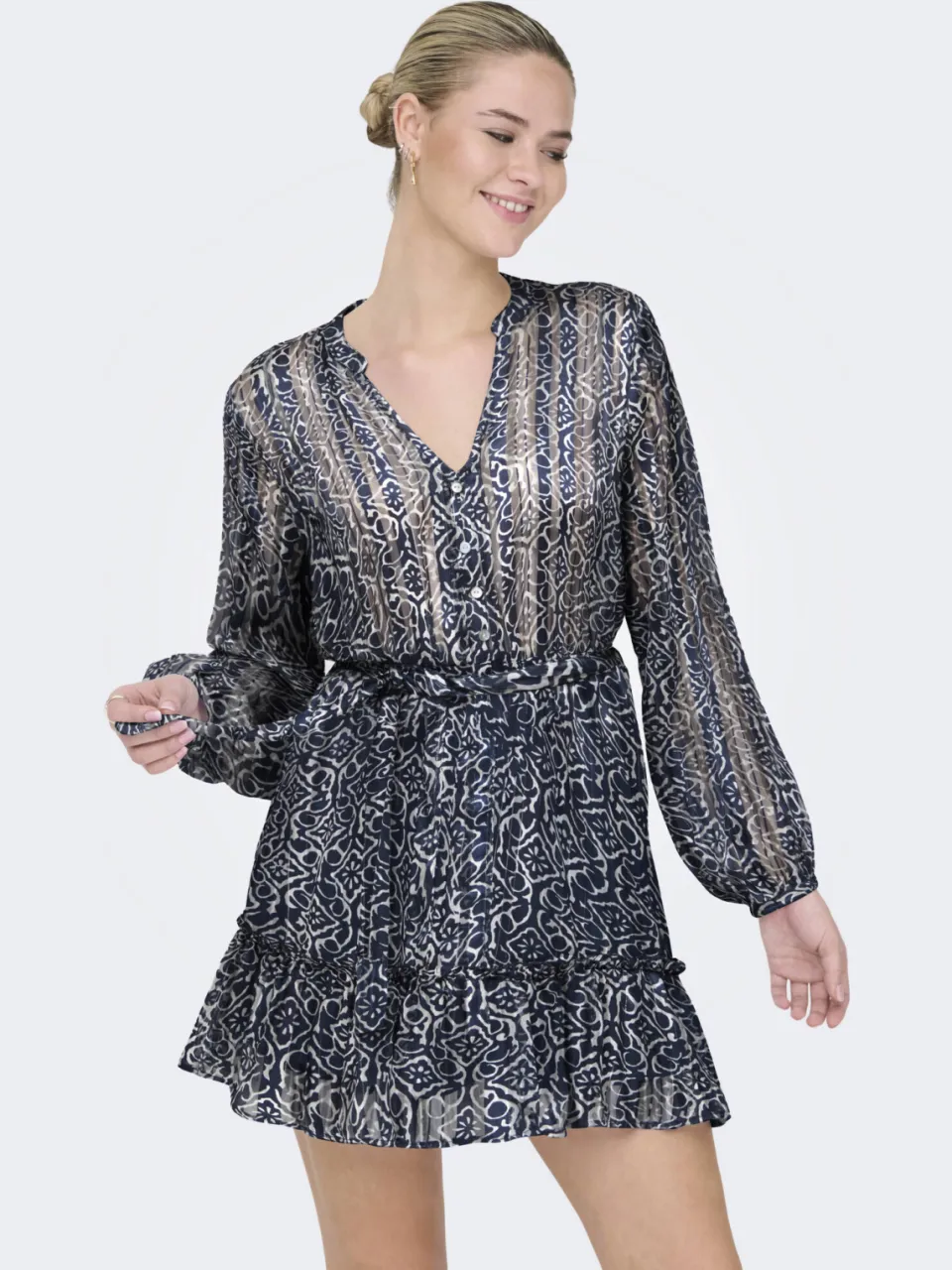 Only zomerjurk met paisley print met lurex blauw, foto 6