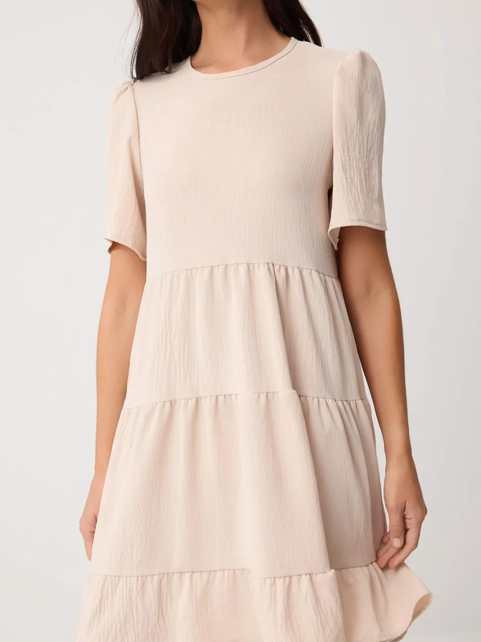 Trendyol TRENDYOLMİLLA Dames Beige Effen Kort / Mini Kort Recht Jurken, foto 2