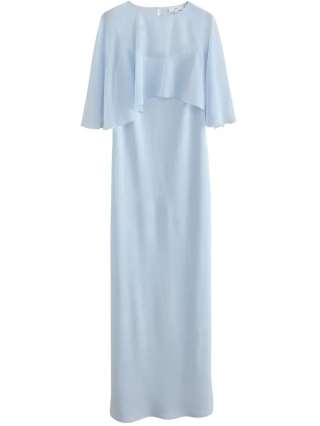 Next Dames - Lange Cape-jurk voor bruidsmeisjes en bruiloftsgasten - Blauw Pale Blue