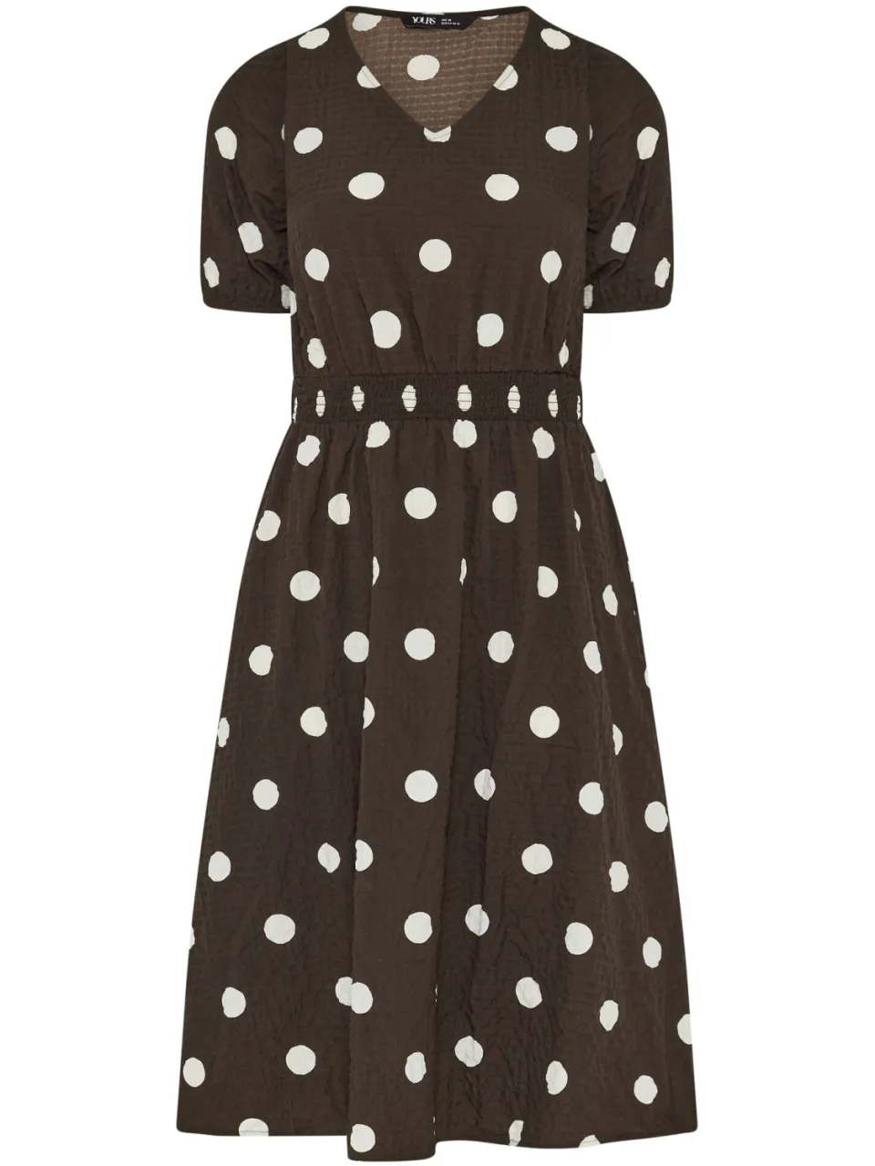 Yours Bruine Midaxi Smockjurk Met Polkadot-64, foto 4