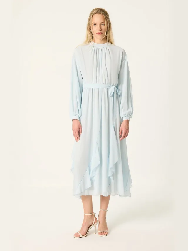 TOUCHÉ PRIVÉ Jurk met roesjesrand - Blauw - Dames