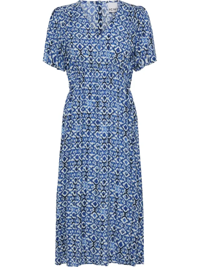 Ichi IHMARRAKECH AOP DR25 - Dames - Midi jurken SODALITE BLUE IKAT
